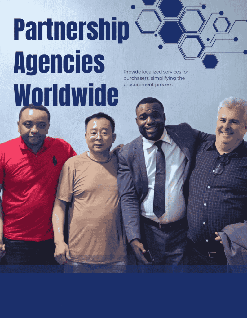 Four partners in the cable and electrical equipment sales industry pose for a group photo after a meeting, showcasing a friendly collaborative atmosphere.